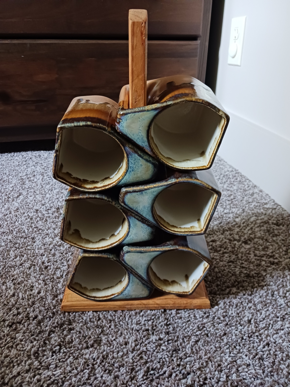 Roldofo Padilla Vintage Stoneware Drip Glaze Mug Set With Stand